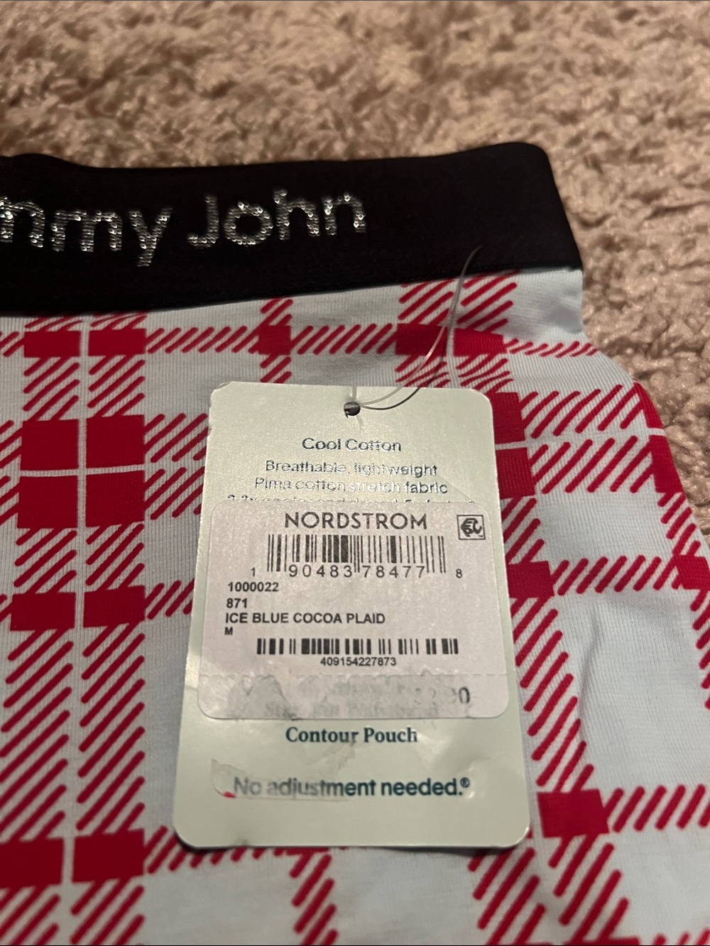 Tommy John Red and White Plaid Boxer Briefs with Black Waistband NWT! - Picture 3 of 5